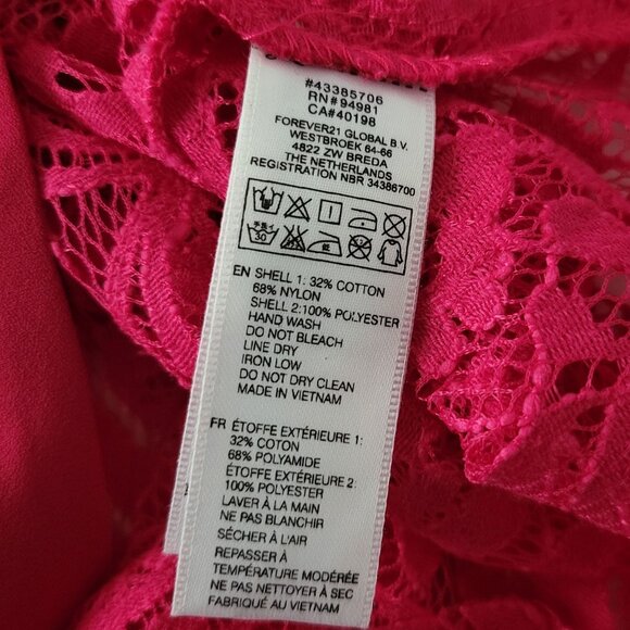 LOVE 21 | Fuchsia Floral Net Long Sleeve Blouse - Picture 5 of 5